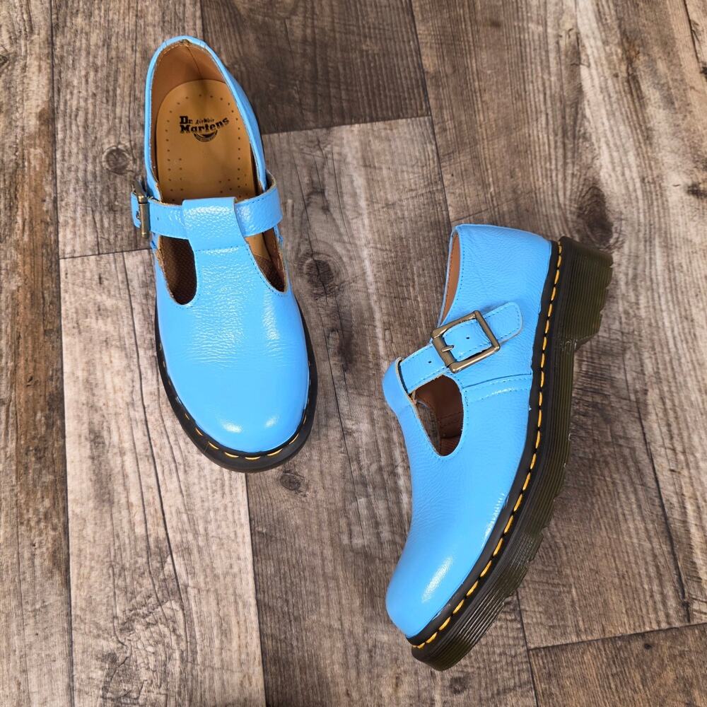 Dr. Martens Polley Blue Mary Jane Shoes Womens 8 T-Strap Custom Blue